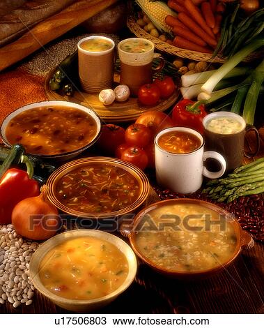 Stock Image - Traditional country soups. Fotosearch