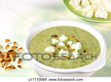 Watercress Soup With Feta And Pine Kernels - Non Exclusive View Large Photo Image Stock Photo - Watercress Soup With Feta And Pine Kernels - Non Exclusive. Fotosearch