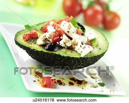 Stock Photo - Avocado With Feta And Tomato - Non Exclusive. Fotosearch