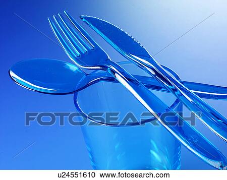Blue Cutlery - Non Exclusive View Large Photo Image Stock Image - Blue Cutlery - Non Exclusive. Fotosearch