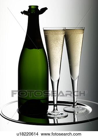 Picture - Bottle of Champagne With Glasses - Non Exclusive. Fotosearch
