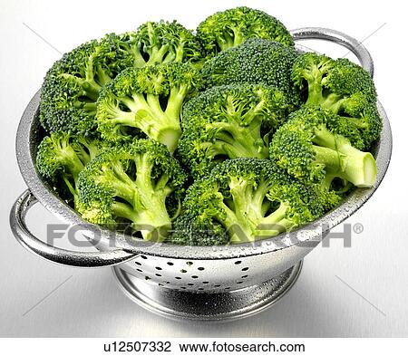 Stock Image - Broccoli Florets In Colander. Fotosearch