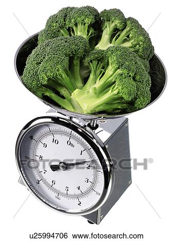 Stock Photograph - Broccoli in Scales on White - Non Exclusive. Fotosearch