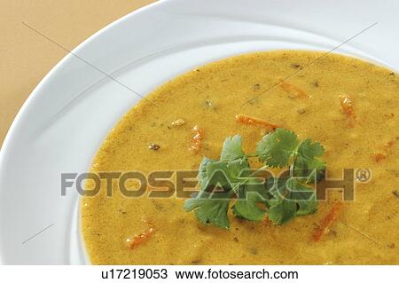 Stock Image - carrot and coriander soup. Fotosearch