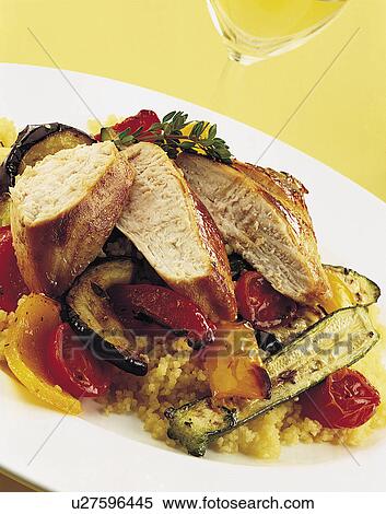 Stock Photography - Chicken and roast vegetables. Fotosearch