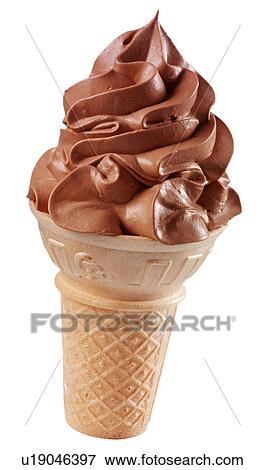 Stock Photo - Chocolate Ice Cream Cone on White - Non Exclusive. Fotosearch