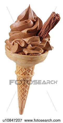 Chocolate Ice Cream in Cone With Chocolate Flake on White - Non Exclusive View Large Photo Image Stock Photo - Chocolate Ice Cream in Cone With Chocolate Flake on White - Non Exclusive. Fotosearch