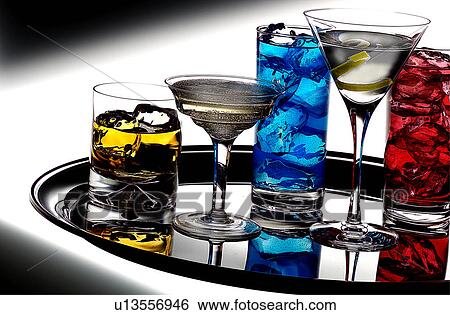 Cocktails on a tray View Large Photo Image Stock Photograph - Cocktails on a tray. Fotosearch