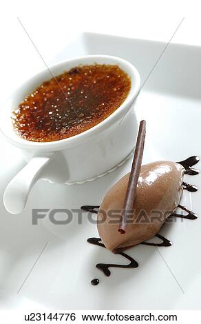 Creme brulee with ice cream View Large Photo Image Stock Photograph - Creme brulee with ice cream. Fotosearch