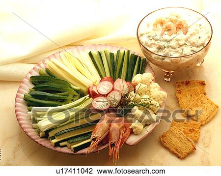Stock Image - Crudities and dip. Fotosearch
