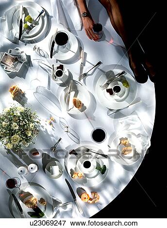 Stock Photo - Dinner table from above. Fotosearch