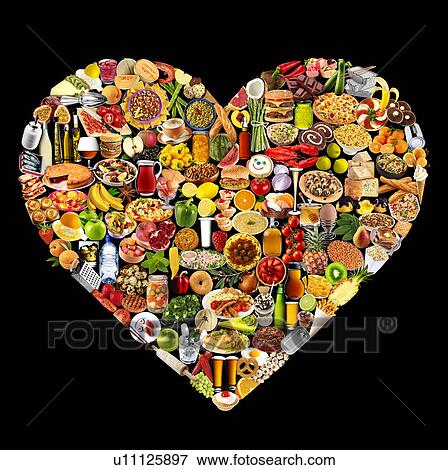 Stock Photo - Food Heart on Black - Non Exclusive. Fotosearch