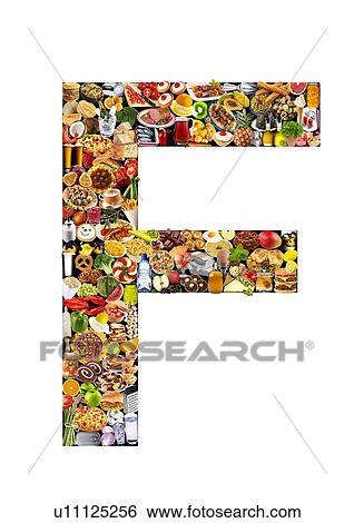 Stock Photograph - Foodfont Letter e on Black And White - Non Exclusive. Fotosearch