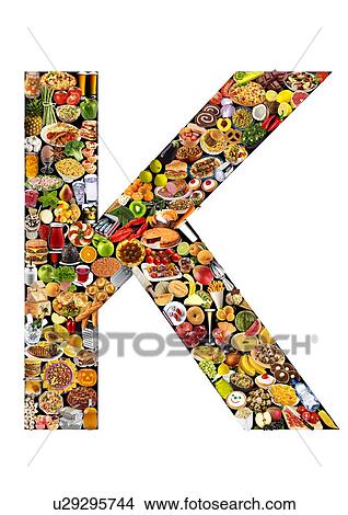 Foodfont Letter k on Black And White - Non Exclusive View Large Photo Image Picture - Foodfont Letter k on Black And White - Non Exclusive. Fotosearch