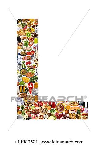 Stock Image - Foodfont letter l on White - Non Exclusive. Fotosearch