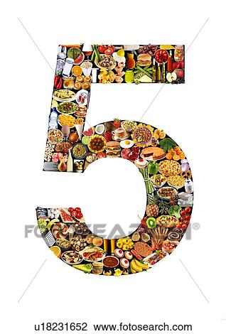 Stock Image - Foodfont Number on Black And White - Non Exclusive. Fotosearch