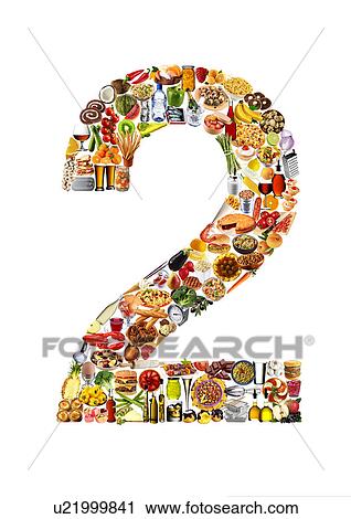 Stock Image - Foodfont Number on White - Non Exclusive. Fotosearch