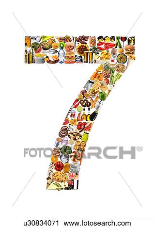 Stock Image - Foodfont Number on White - Non Exclusive. Fotosearch