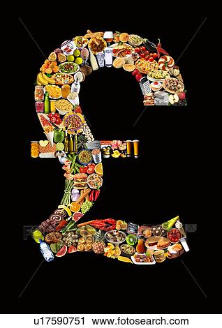 Stock Image - Foodfont Pound Sterling Symbol on Black - Non Exclusive. Fotosearch