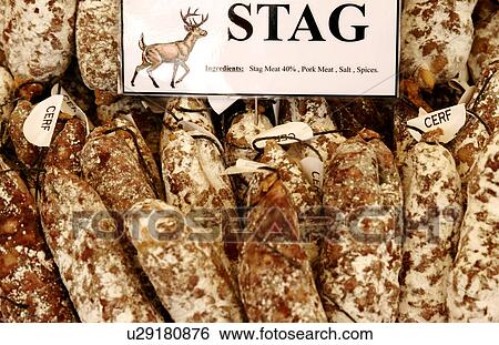 French stag and pork meat sausages View Large Photo Image Stock Photograph - French stag and pork meat sausages. Fotosearch
