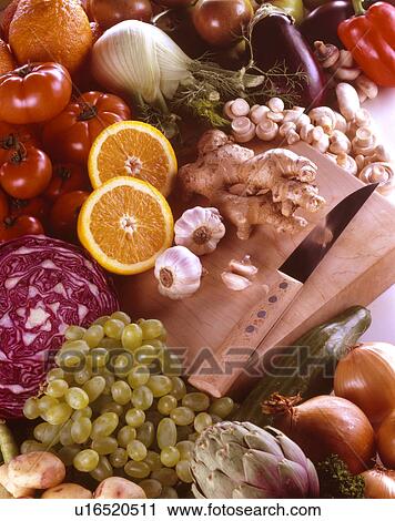Stock Image - Fruit and Vegetables, preparation. Fotosearch