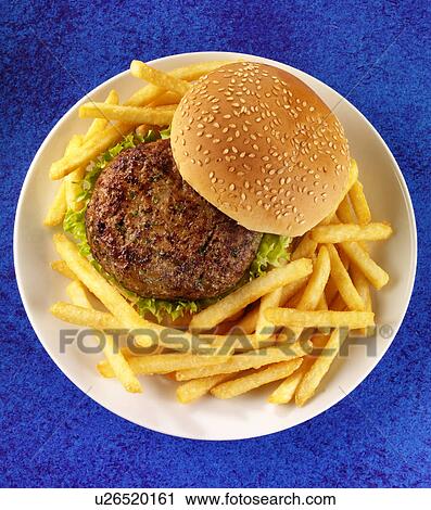Stock Image - Hamburger And French Fries - Non Exclusive. Fotosearch