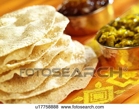 Indian Papadams And Chutney - Non Exclusive View Large Photo Image Stock Photo - Indian Papadams And Chutney - Non Exclusive. Fotosearch