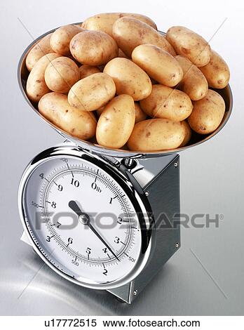 Stock Photography - Kitchen Scales With Potatoes - Non Exclusive. Fotosearch