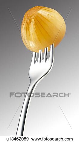 Stock Photo - Pickled Onion on Fork - Non Exclusive. Fotosearch