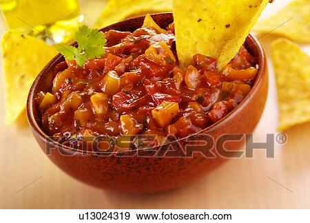 Stock Photo - Salsa Dip And Chips - Non Exclusive. Fotosearch