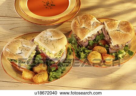 Sandwiches And Soup View Large Photo Image Stock Image - Sandwiches And Soup. Fotosearch