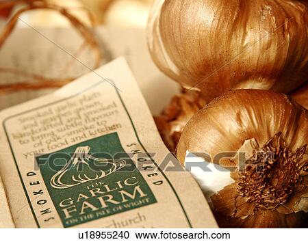 Stock Image - smoked garlic bulbs. Fotosearch