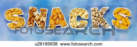 Stock Photo - Snacks on Blue - Non Exclusive. Fotosearch