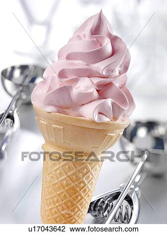 Strawberry Ice Cream Cone - Non Exclusive View Large Photo Image Stock Image - Strawberry Ice Cream Cone - Non Exclusive. Fotosearch