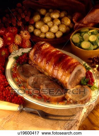 Stock Photo - Stuffed roast pork. Fotosearch