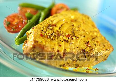 Stock Photograph - Tuna Steak With Sauce- Non Exclusive. Fotosearch
