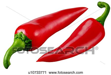 Stock Image - Two Red Chillies - Non Exclusive. Fotosearch