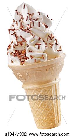 Stock Image - Vanilla Ice Cream Cone With Chocolate Sprinkles - Non Exclusive. Fotosearch