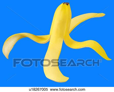 Stock Photography - Banana Skin on Blue - Non Exclusive. Fotosearch