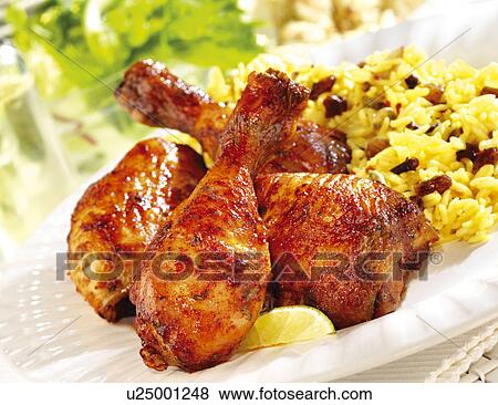 Stock Photo - BBQ chicken drumsticks. Fotosearch