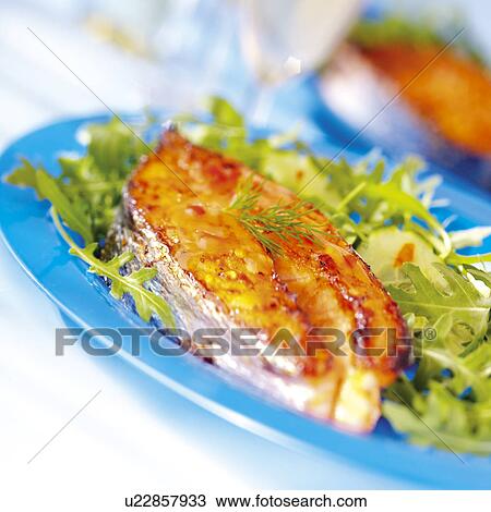 Stock Image - Cajun Salmon Steak. Fotosearch