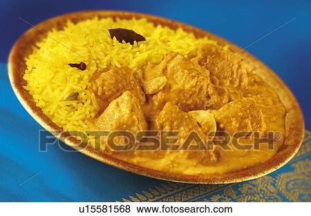 Chicken Korma And Pilau Rice View Large Photo Image Stock Photo - Chicken Korma And Pilau Rice. Fotosearch
