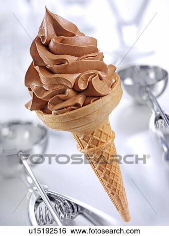 Chocolate Ice Cream in Cone - Non Exclusive View Large Photo Image Stock Photograph - Chocolate Ice Cream in Cone - Non Exclusive. Fotosearch
