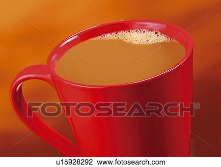 Stock Image - Coffee In Red Cup. Fotosearch