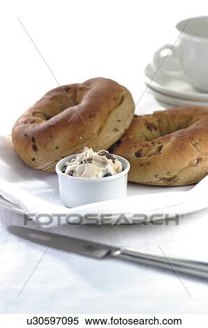 Stock Photography - Cream cheese bagels. Fotosearch