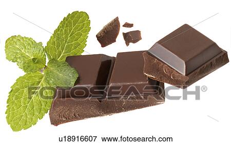 Stock Photo - Dark Chocolate With Mint - Non Exclusive. Fotosearch