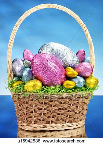 Stock Photograph - Easter Egg Basket - Non Exclusive. Fotosearch