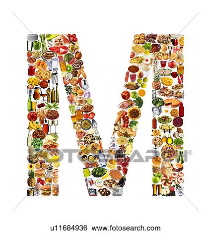 Stock Photograph - Foodfont Letter m on White - Non Exclusive. Fotosearch
