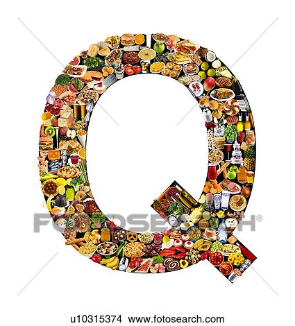 Foodfont Letter q on Black And White - Non Exclusive View Large Photo Image Picture - Foodfont Letter q on Black And White - Non Exclusive. Fotosearch