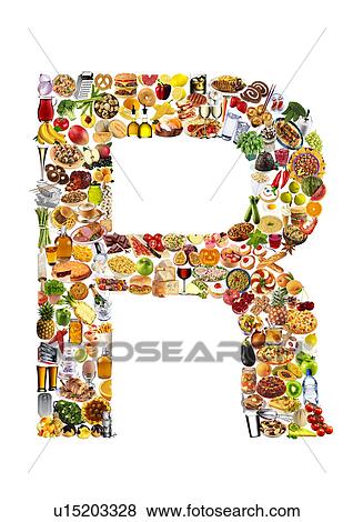 Stock Photo - Foodfont Letter r on White - Non Exclusive. Fotosearch